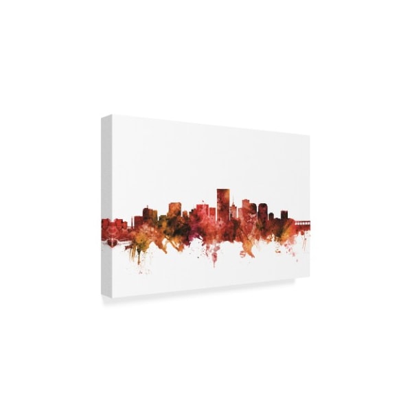 Michael Tompsett 'Richmond Virginia Skyline Red' Canvas Art,12x19